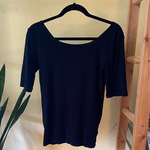 Ann Taylor Basic Black Boatneck Top